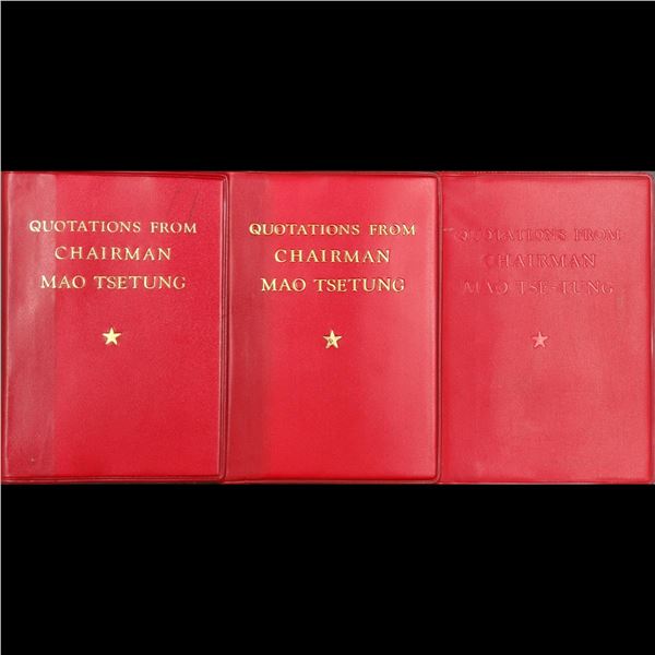 Set Of 3 Pocket Book Copies, "Quotations From Chairman Mao Tsetung"