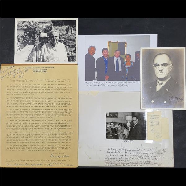 Lot Of Thornton Wilder Signed Memorabilia, Photographs & Letter