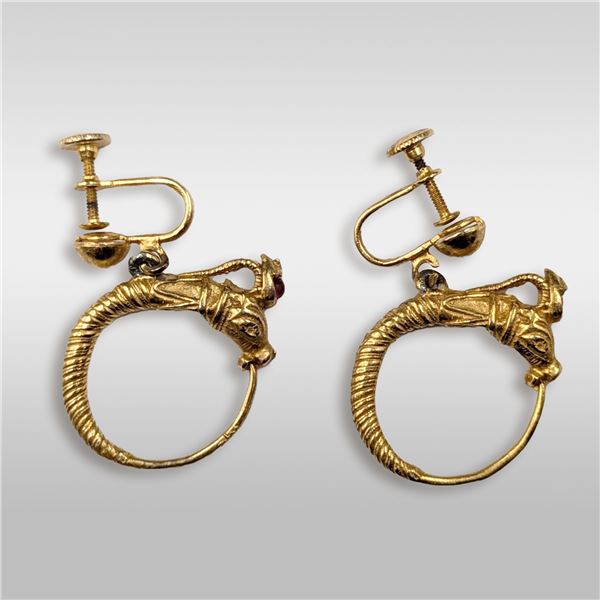 A Fine Pair Of Gold Gazelle Hoop Earrings, Untested