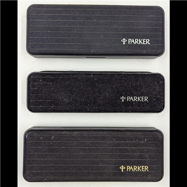 3 Lot Set Of Parker Classic Model Ballpoint Pens / Pencils In Original Cases, 5 Pens/Pencils Total
