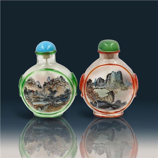 A Fine Pair Of Inside Painted Chinese Snuff Bottles Prob 1900-1930