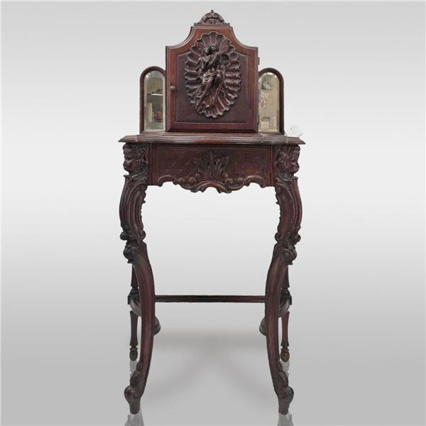 Early 1900 Ornately Carved Antique Telephone Table / Stand