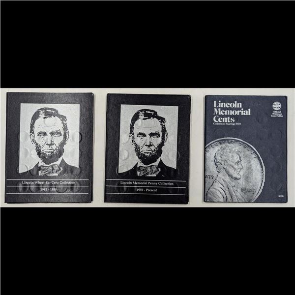 Lot Of 3 Lincoln Wheat Penny And Penny Collection Booklets, 1941-2002, Mostly Complete
