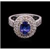 Image 1 : 1.50 ctw Tanzanite and Diamond Ring - 14KT White Gold