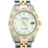 Image 1 : Rolex Mens Two Tone White Roman Pyramid Diamond Bezel Datejust Wristwatch 36MM