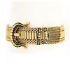 Image 1 : Victorian Revival 14K Gold Black Enamel Tassel Fancy Slide Buckle Strap Bracelet