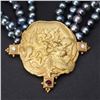 Image 2 : 18K Yellow Gold Pendant on Multi-strand Pearl Bead Choker