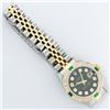 Image 7 : Rolex Ladies Quickset 18K Yellow Gold And Steel Green Vignette Diamond And Emera