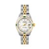 Image 2 : Rolex Ladies Two Tone Quickset White Roman Yellow Gold Diamond And Emerald Bezel