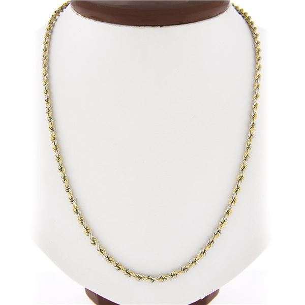 Vintage Unisex 18k Solid Two Tone Gold 18  3.3mm Rope Chain Necklace