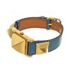 Image 4 : Hermes Blue Metal and Leather Medor Plated 23 Quartz Watch
