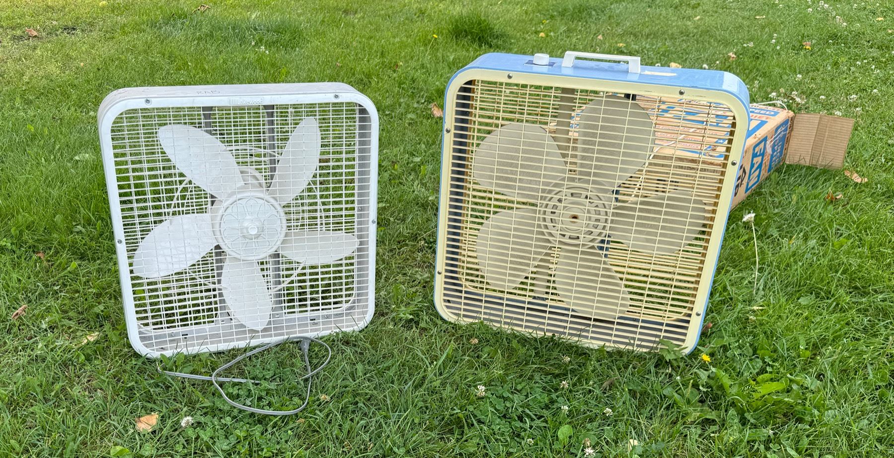 PAIR OF BOX FANS - WORK!