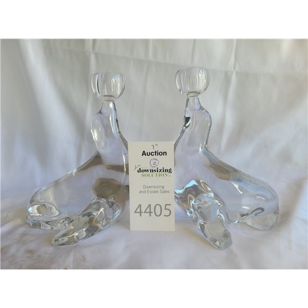 Glass Sea Lion Candle Holders A