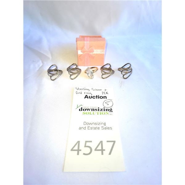 14 K Gold & Sterling Silver A