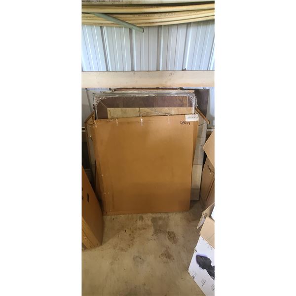 3 FIREPLACE BASES AND STEEL BACKING PLATE