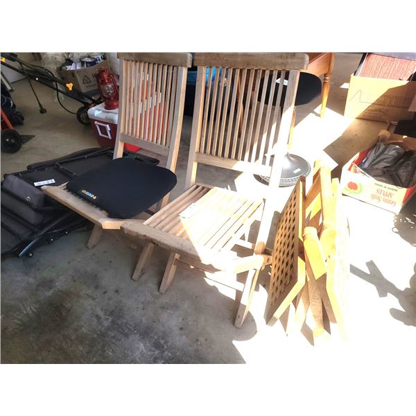 Folding wood chairs,table A