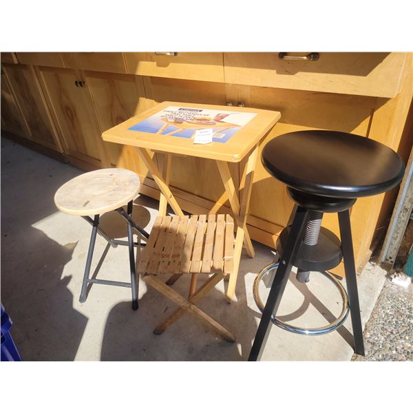 Stools, table tray, table A