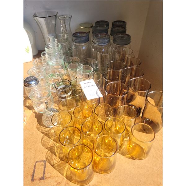 Canning jars, glassware A