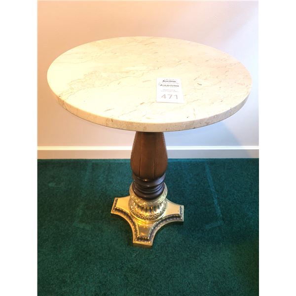 Marble top table wood/brass A
