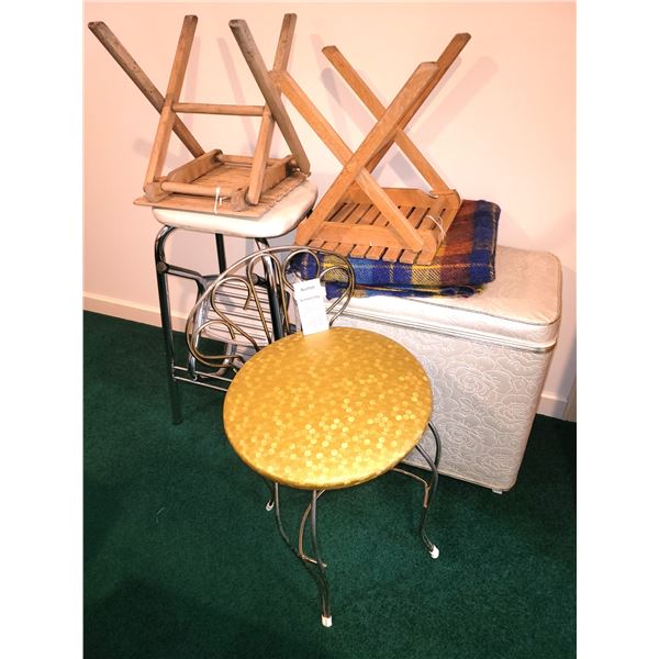 Vintage hamper, stool plus A