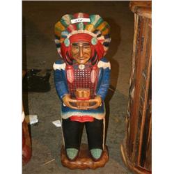 TALL WOODEN INDIAN STATUE