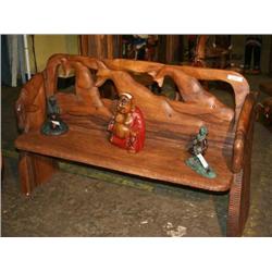 ALL WOOD BENCH W/ WHALES ENGRAVED