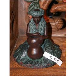 SMALL WOODEN INDIAN GIRL WITH POT