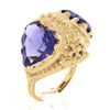 Image 9 : Vintage Victorian Revival 14k Gold Dual Amethyst Bead Work Twin Heart Dome Ring
