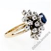 Image 3 : Vintage 14K TT Gold 3.26 ctw Round Sapphire Diamond Tiered Snowflake Cluster Rin