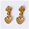 Image 3 : Pair 18k Yellow Gold & Diamond Double Heart Earrings