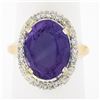Image 1 : Vintage 14K TT Gold 7.15 ctw Oval Amethyst w/ Round Diamond Halo Cocktail Ring