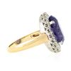Image 4 : Vintage 14K TT Gold 7.15 ctw Oval Amethyst w/ Round Diamond Halo Cocktail Ring
