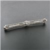 Image 2 : Antique Krementz Edwardian Platinum Top 14k Gold Diamond Etched Bar Pin Brooch
