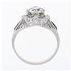 Image 9 : Antique Art Deco Platinum GIA European Diamond Sapphire Filigree Engagement Ring