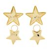 Image 5 : Estate 18k Yellow Gold Puffed & Polished Dual Star Drop Dangle Enhancer Earrings