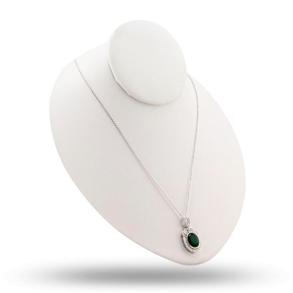5.62 ctw Emerald and 0.60 ctw Diamond 18K White Gold Pendant/Necklace