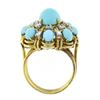 Image 8 : Vintage 14k Gold 0.52 ctw Cabochon Turquoise & Diamond Handmade Wire Work Ring