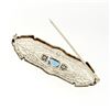 Image 4 : Antique Art Deco 14k White Gold Aquamarine & Diamond Open Filigree Wide Bar Pin