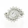 Image 9 : Vintage 14k White Gold 0.80 ctw Round Diamond Solitaire Spray Swirl Cocktail Rin