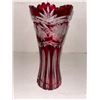 Image 1 : Cranberry Etched Crystal Vase