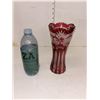 Image 2 : Cranberry Etched Crystal Vase