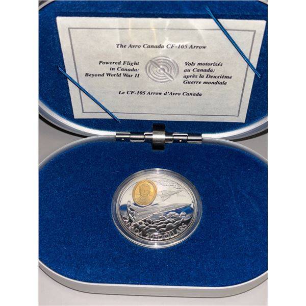 1 Ounce Canadian Mint $20 Avro Aero 925 Silver & Gold Coin