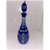 Image 1 : Tall Blue Crystal Etched Decanter