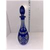 Image 2 : Tall Blue Crystal Etched Decanter