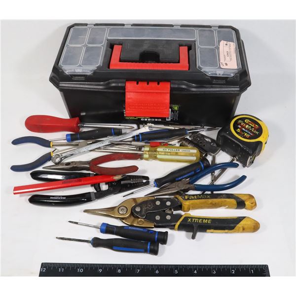 SMALL TOOL BOX FULL OF MISC TOOLS
