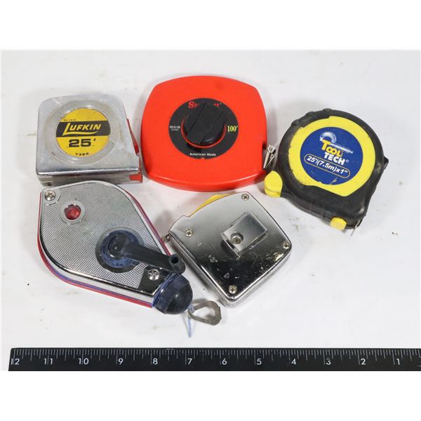 BAG OF ASSORTED TAPE MEASURES