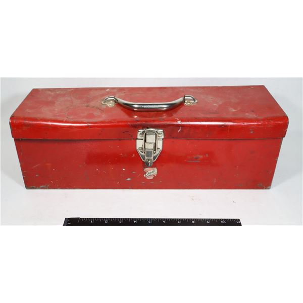 BEACH RED METAL TOOLBOX WITH TRAY