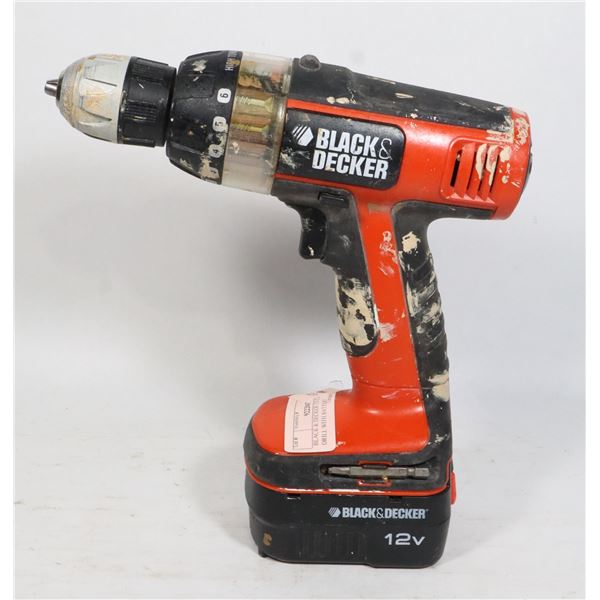 BLACK & DECKER 12V CORDLESS DRILL WITH BATTERY