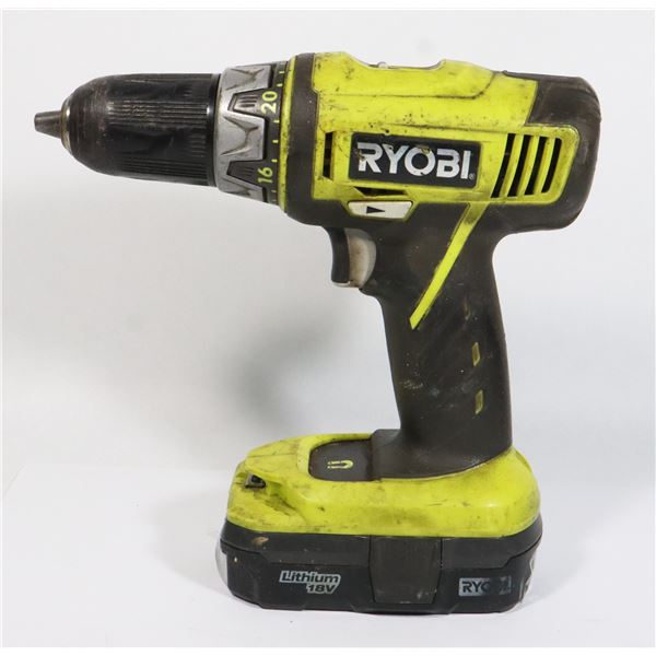 RYOBI 18V CORDLESS DRILL WITH BATTERY