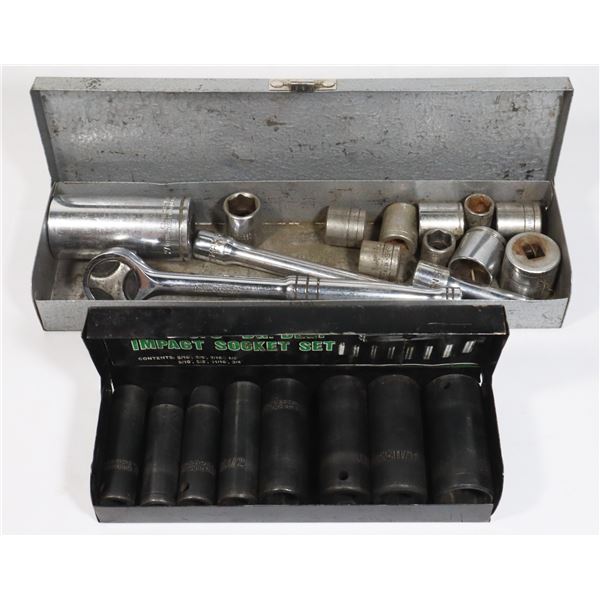 TWO INCOMPLETE SOCKET SETS, ONE IS SAE IMPACT